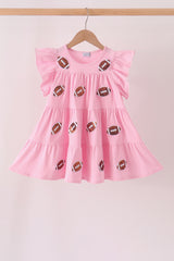 Pink football sequin tiered dress