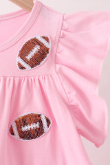 Pink football sequin tiered dress