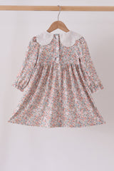 Floral smocked lace dress