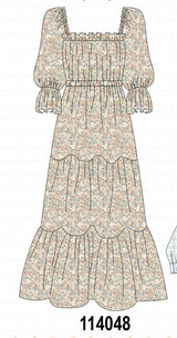 Floral print tiered mom dress