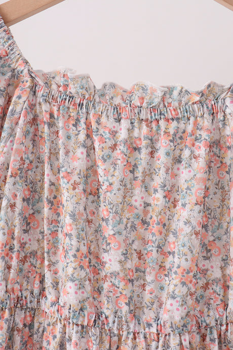 Floral print tiered mom dress