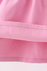 Pink corduroy lace smocked dress