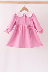 Pink corduroy lace smocked dress