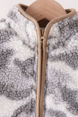 Grey camouflage fleece jacket