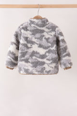 Grey camouflage fleece jacket