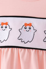 Pink Ghost Embroidery Ruffle Bubble
