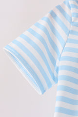 Blue Ghost Embroidery Stripe Top