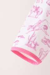 Pink Cowboy boots Smocked Pants Set