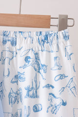 Blue Cowboy Smocked Pants Set