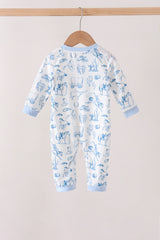 Blue Cowboy Smocked Romper