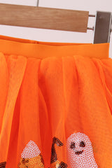 Orange pumpkin bat sequin tutu skirts