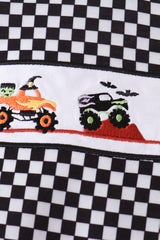 Black car embroidery checkered bubble