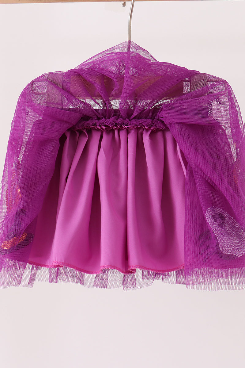 Purple pumpkin ghost sequin tutu skirts