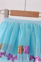 Blue sweet sequin tutu skirts