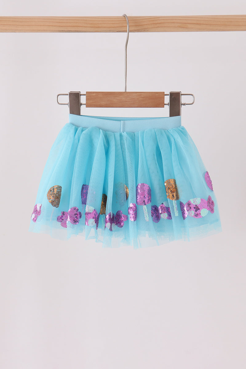 Blue sweet sequin tutu skirts