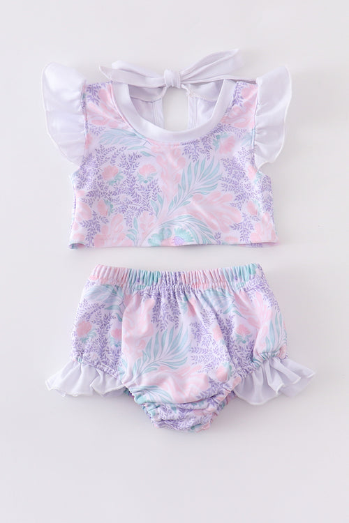 Floral print girl 2pc swimsuit