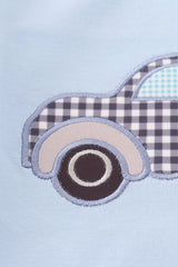 Blue pumpkin truck applique boy top