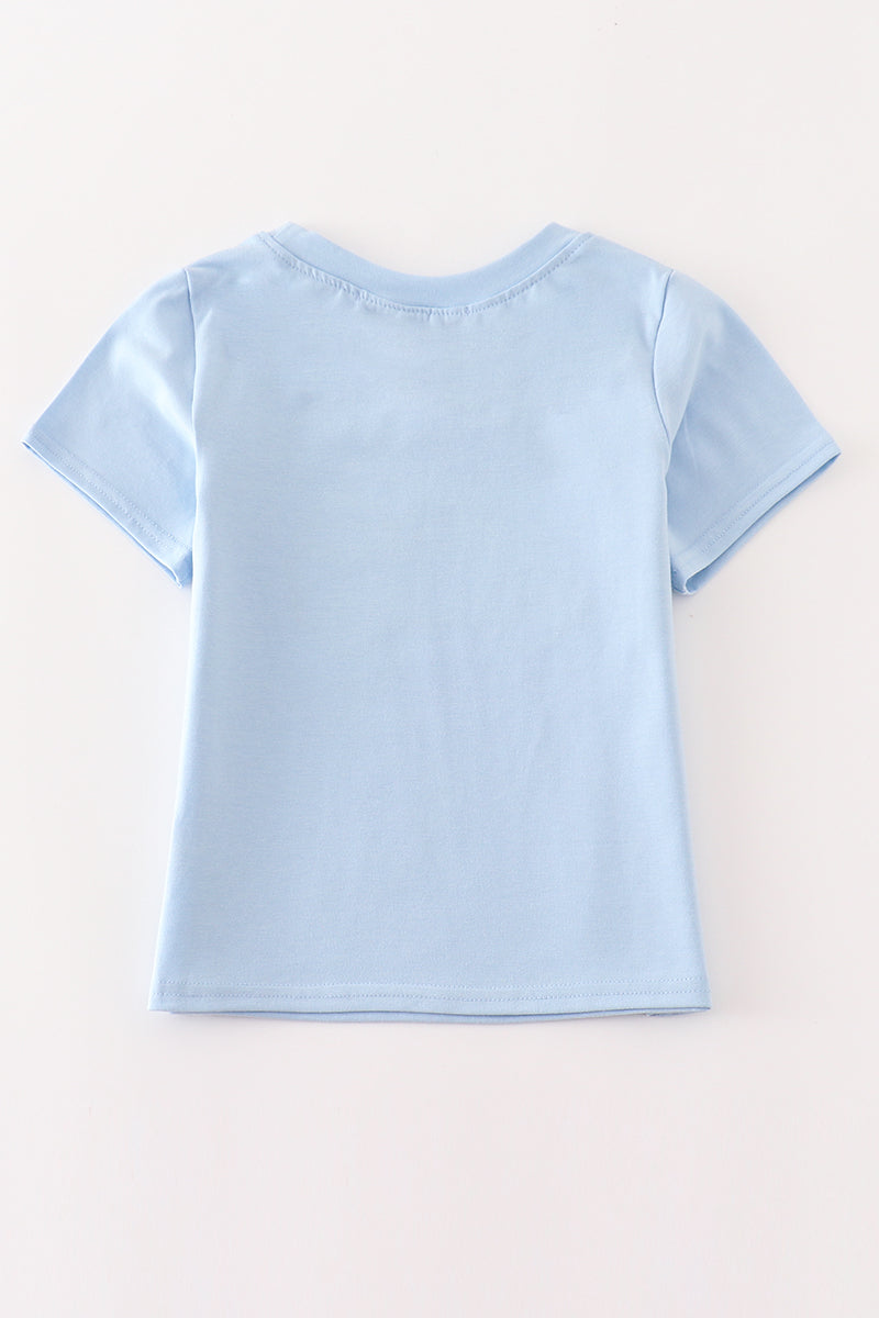 Blue pumpkin truck applique boy top