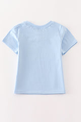 Blue pumpkin truck applique boy top