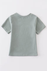 Green train pumpkin applique boy top