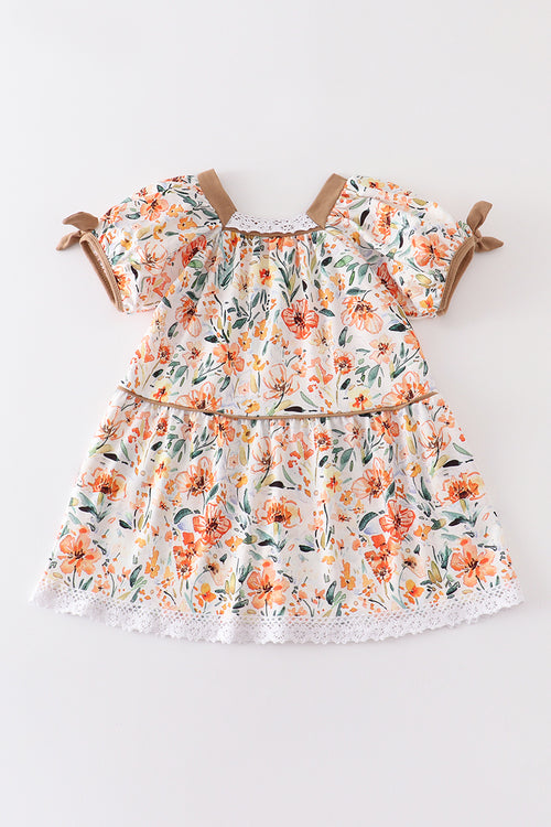 Floral print lace girl dress