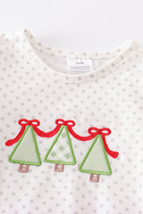 Red christmas tree applique girl bubble