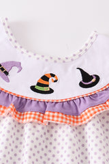 Purple witch embroidery girl set