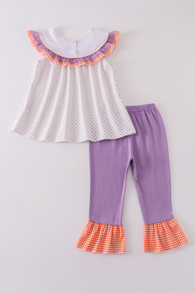 Purple witch embroidery girl set