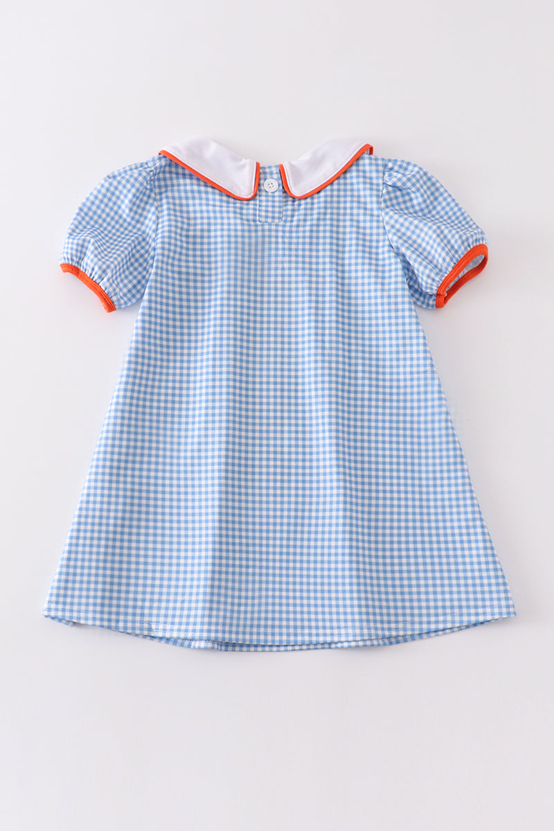 Blue plaid ghost embroidery dress – Honeydew USA