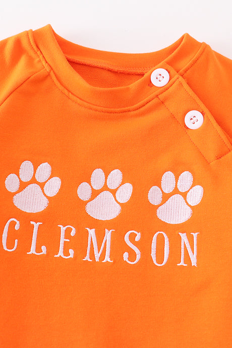 Orange Clemson Tigers embroidery boy terry sweatshirt