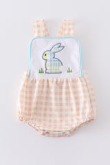 Plaid rabbit applique boy bubble