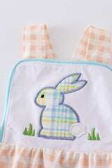 Plaid rabbit applique boy bubble