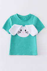 Green easter bunny applique boy top