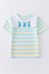 Easter stripe french knot bunny boy top