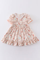 Easter bunny egg print girl dress