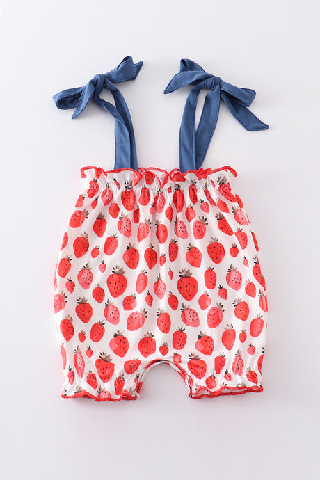 Red strawberry print girl bubble