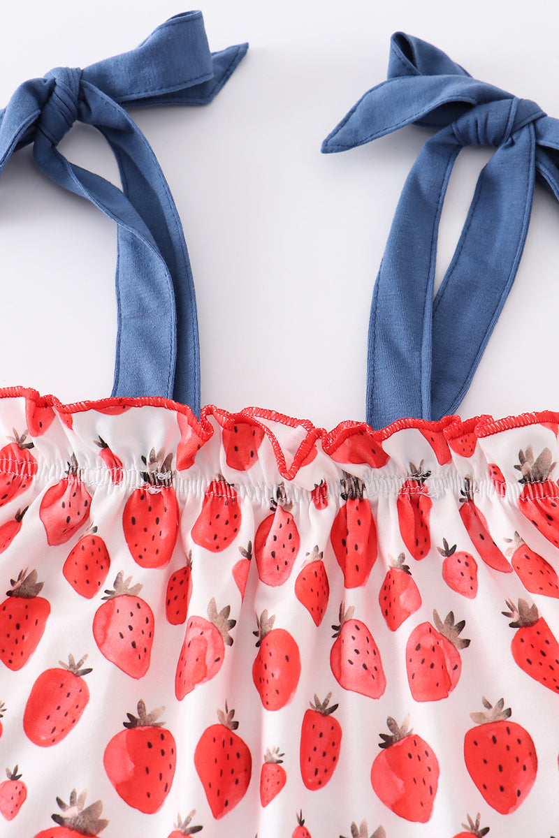 Red strawberry print girl bubble