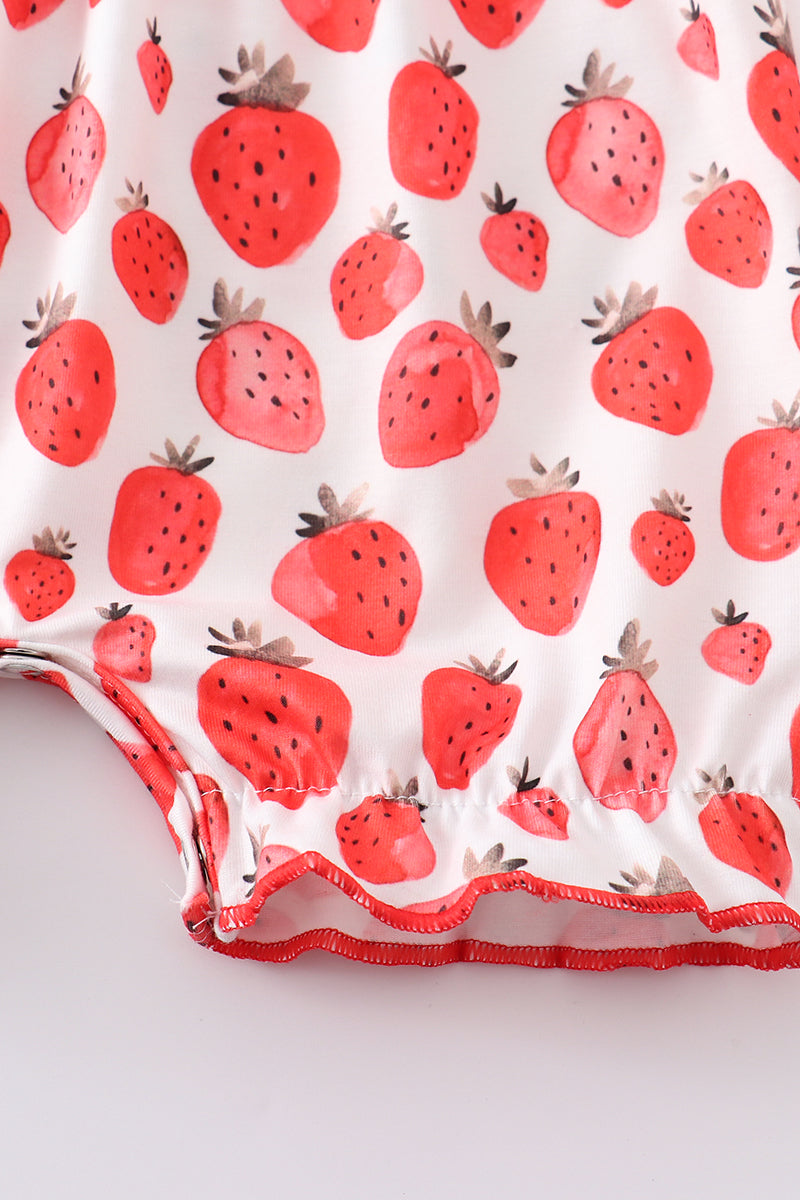 Red strawberry print girl bubble