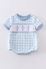 Easter plaid cross embroidery boy bubble