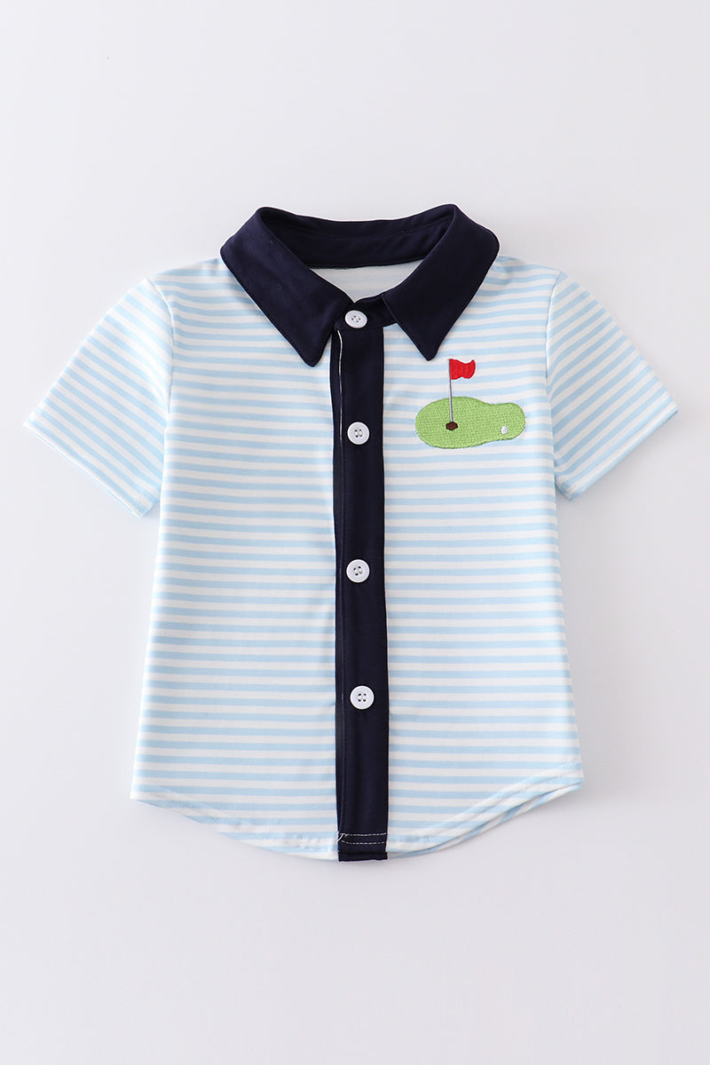 Stripe golf embroidery boy top