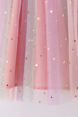 Rainbow star strap tulle dress