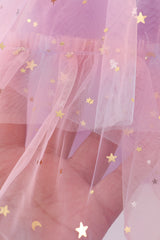 Pink star tiered ruffle tulle dress