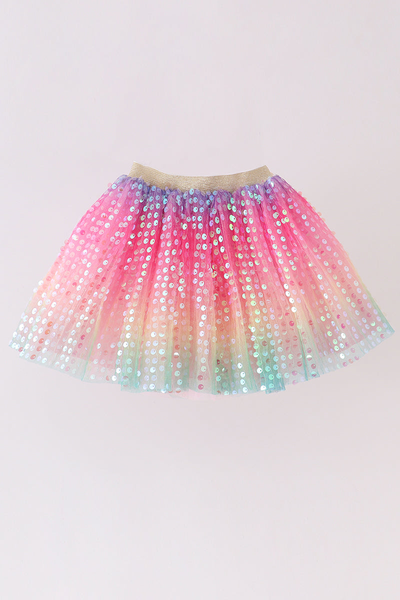 Rainbow sequin tulle tutu skirt – Honeydew USA