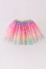 Rainbow sequin tulle tutu skirt