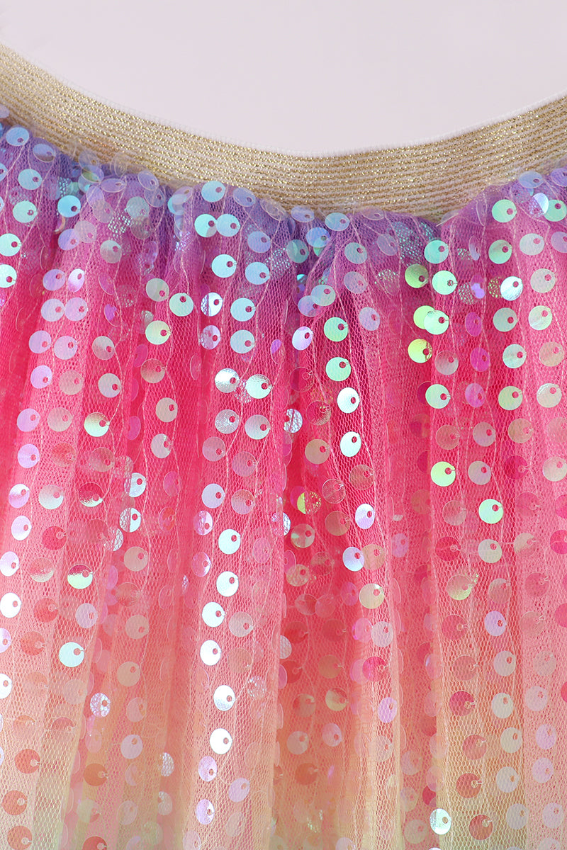 Rainbow sequin tulle tutu skirt