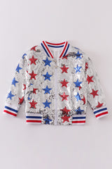 Patriotic star sequins girl coat