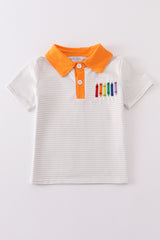 Crayon stripe print embroidery boy shirt