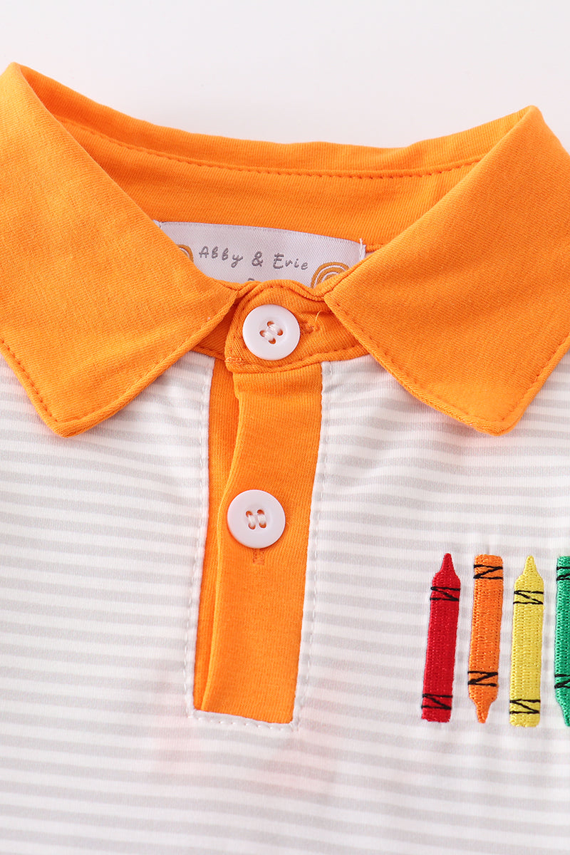 Crayon stripe print embroidery boy shirt