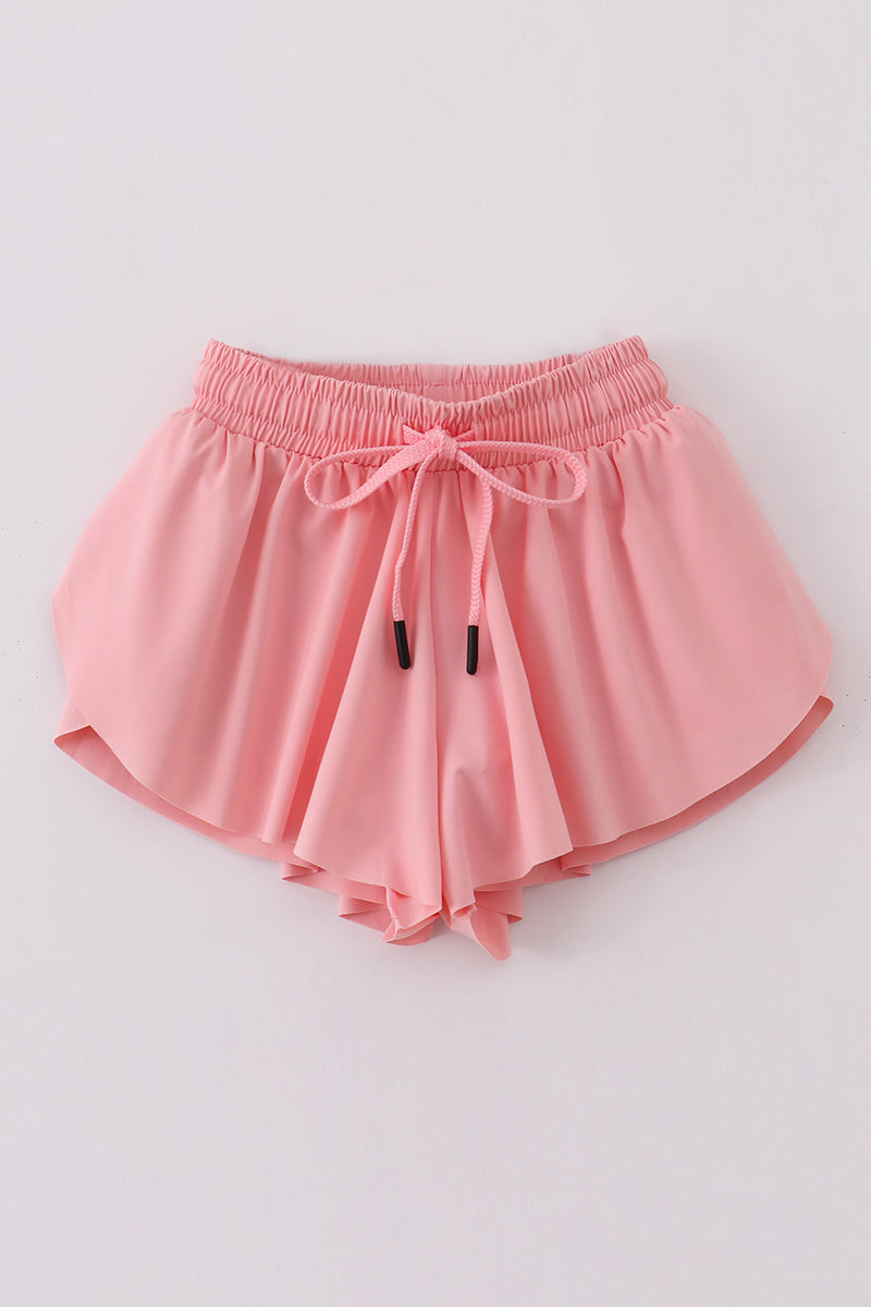 Light pink girl's flowy sports shorts