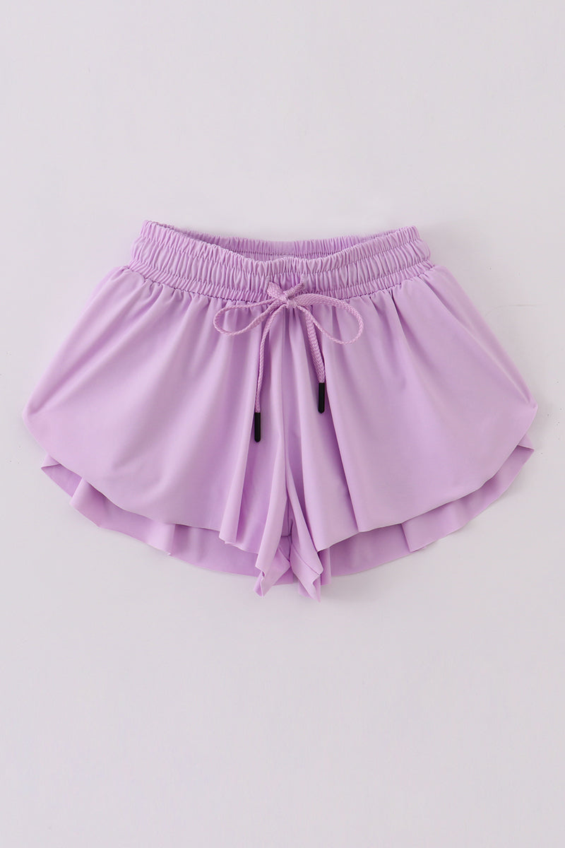 Purple girl's flowy sports shorts